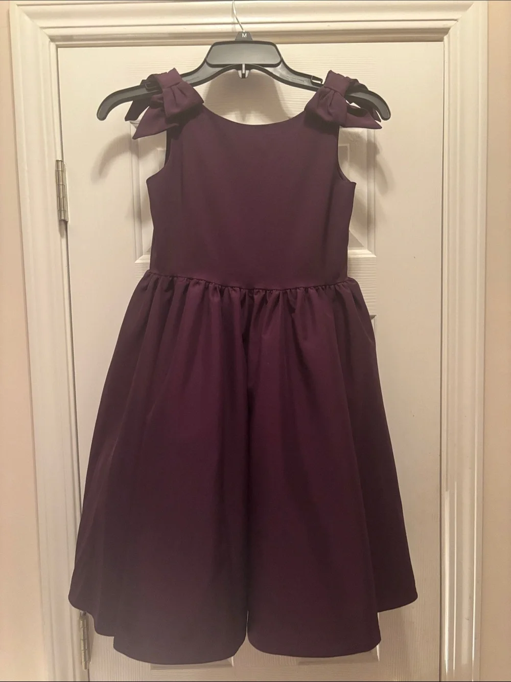 Zara Girls' Sleeveless Bow-Shoulder Dress in Plum